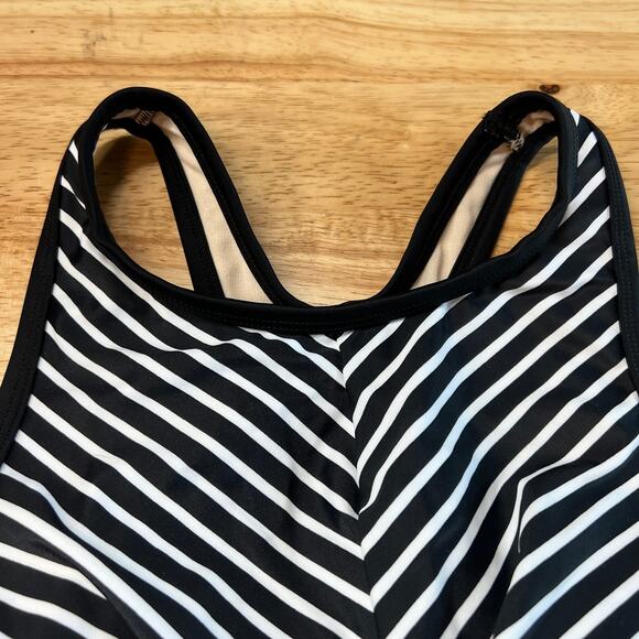 Kona Sol Women's Black Striped Longline Twist Bikini Top - Size Small - NWT - Picture 3 of 9